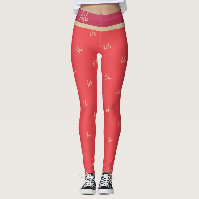 XOXO Hot Pink Red Gold Typografie Niedlich Leggings (Vorderseite)