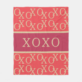 XOXO | Hot Pink Red Gold Typografie Textmuster Fleecedecke