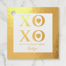 XOXO Hugs and Kisses Hearts Gold Foil Geschenkanhänger