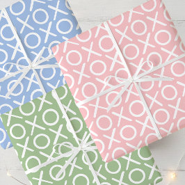 XOXO Hugs & Kisses Birthday Pink Blue Green Geschenkpapier Set