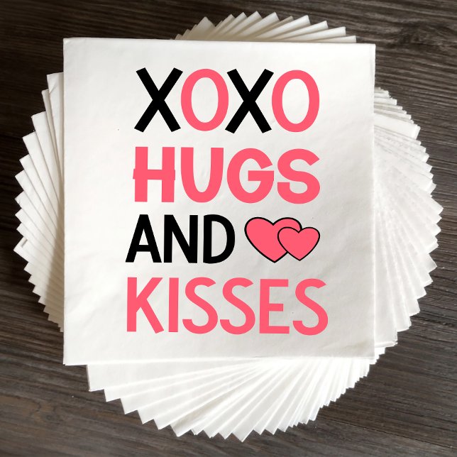 XOXO Hugs Kisses Brautparty Pink Black Wedding Serviette (Von Creator hochgeladen)