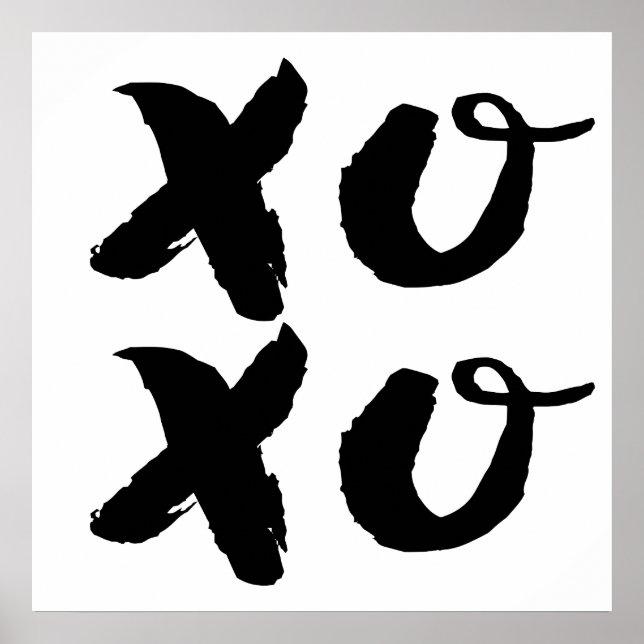 XOXO Hugs & Kisses | Brush Typograf Poster (Vorne)