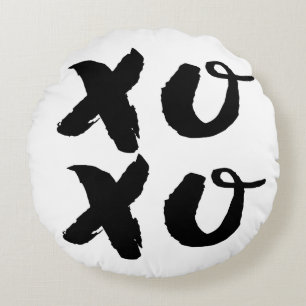XOXO Hugs & Kisses Brush Typografie Rundkissen Rundes Kissen