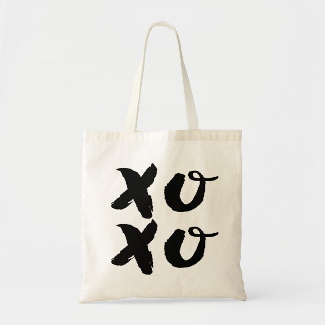 XOXO Hugs & Kisses | Brush Typografy Tote Bag Tragetasche (Vorne)