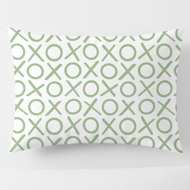 XOXO Hugs & Kisses Green White Modern Pattern Kissenbezug (Von Creator hochgeladen)
