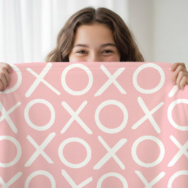 XOXO Hugs & Kisses Pastel Pink Modern Pattern Fleecedecke