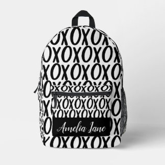 XOXO Hugs Kisses Schwarz-weiß Minimalistisch Bedruckter Rucksack