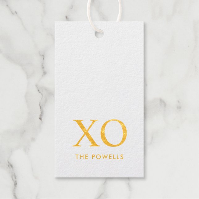 XOXO Hugs & Kisses Simple Minimalistisch Real Gold Geschenkanhänger (Vorderseite)