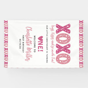 XOXO Hugs & Kisses Valentinstag 1. Geburtstag Banner