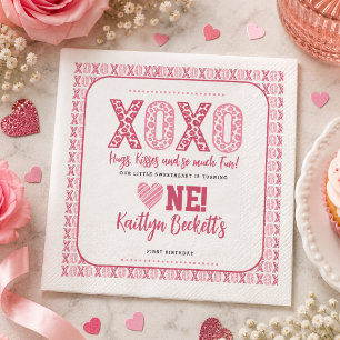 XOXO Hugs & Kisses Valentinstag 1. Geburtstag Serviette