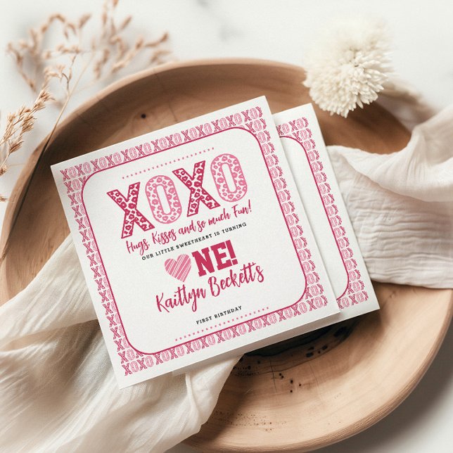 XOXO Hugs & Kisses Valentinstag 1. Geburtstag Serviette (Von Creator hochgeladen)