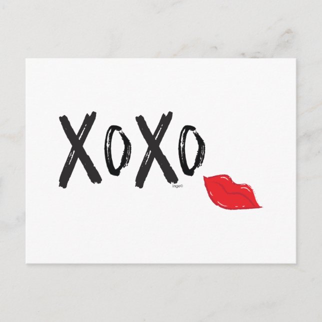 XoXo-Hugs-Kisses-with-Red-Lips Postkarte (Vorderseite)