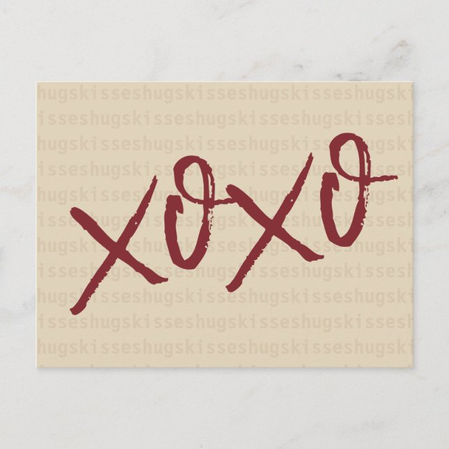Xoxo hugs Küsse in Cream Farbe Postkarte (Vorderseite)