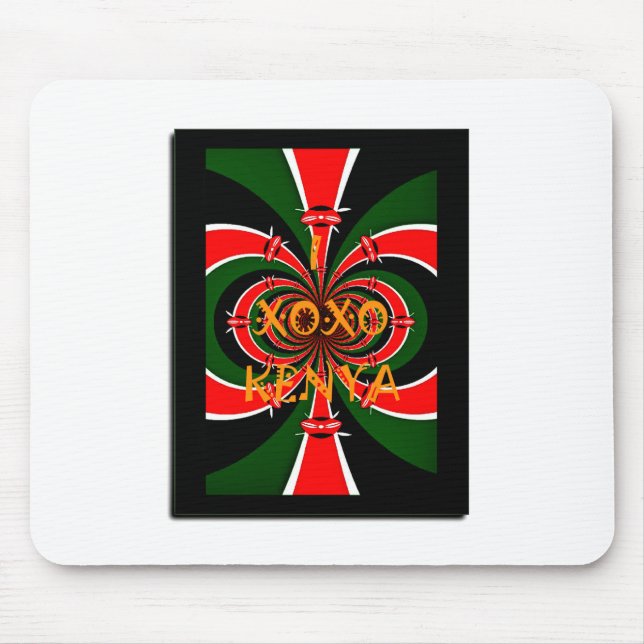XOXO I Liebe Kenya Black Green National Flag Co Mousepad (Vorne)