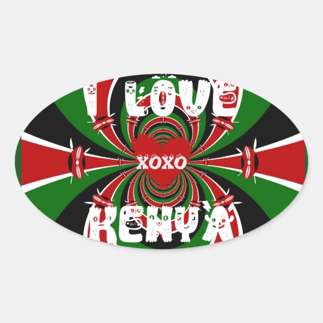 XOXO I Liebe Kenya Hakuna Matata Geschenke Ovaler Aufkleber (Vorderseite)