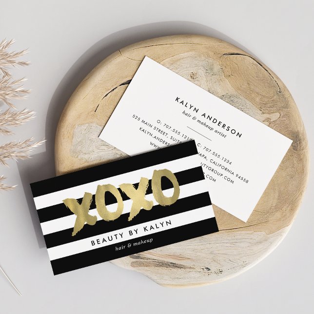 XOXO Imitate Gold & Black Strip Makeup Artist Visitenkarte (Von Creator hochgeladen)