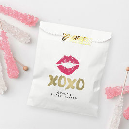 XOXO Imitate Gold & Rosa Lippen Geschenktütchen