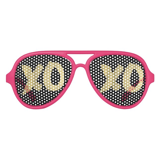 XOXO Imitate Gold Rosa und Schwarz Partybrille (Vorderseite)