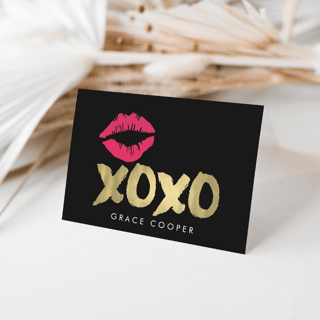 XOXO Imitats Gold & Rosa Lippen Leere Begrüßung Karte (Von Creator hochgeladen)