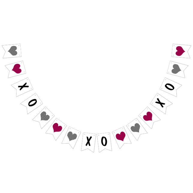 Xoxo kariert Karo & Rotherz Valentin Dekoration Wimpelkette (Alle)