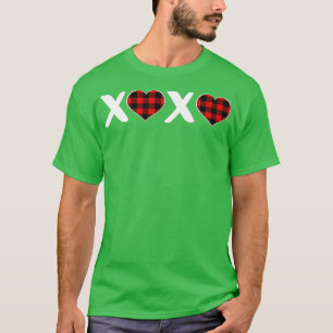 XOXO Karo-Herz-Druck Damen Valentinstag  T-Shirt