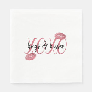 XOXO Kisses Pink Lippen personalisiertes Zitat Serviette