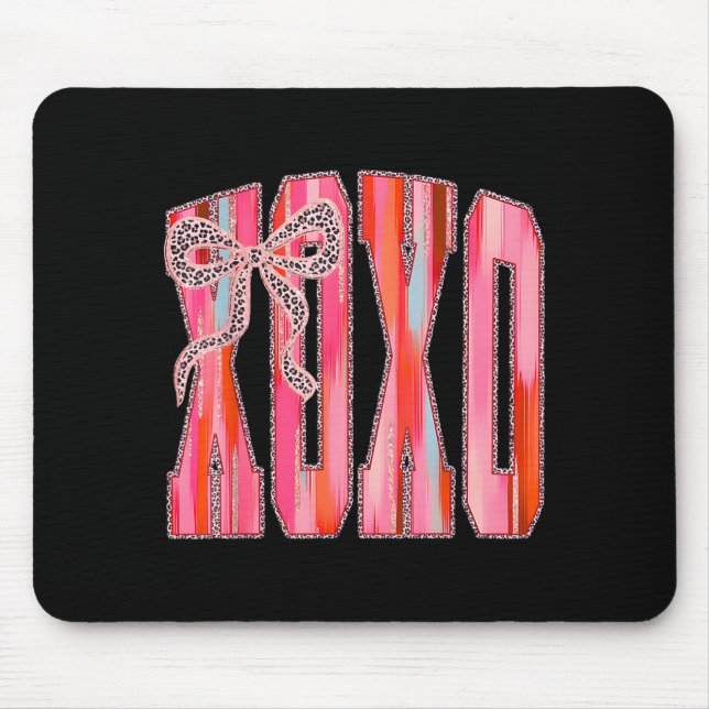 Xoxo Leopard-Bogen Lustiger Valentinstag Coquette  Mousepad (Vorne)