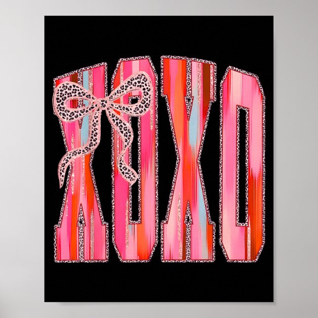 Xoxo Leopard Bow Funny Valentine's Day Coquette Nk Poster (Vorne)