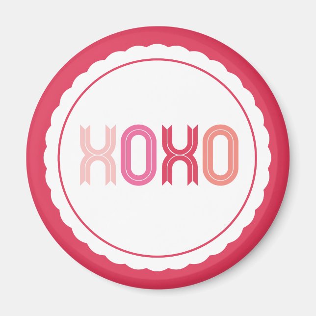 XOXO Liebe & Kisses Scalloped Sweet Valentine's Da Magnet (Vorne)