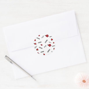 XoXo Liebe und Kisses Pattern Sticker- Runder Aufkleber