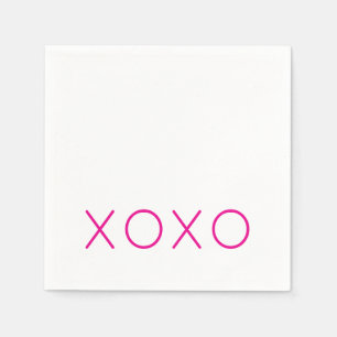 XOXO Liebe You Valentine Hot Pink Hugs Kisses Serviette