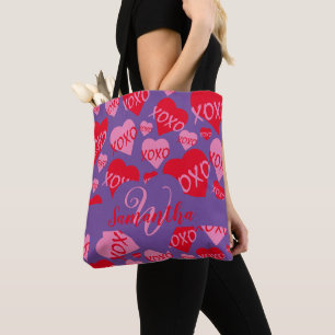 XOXO Lila, rosa, rotes Muster Tasche