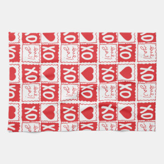 XOXO Love Heart Valentines Red White Geschirrtuch