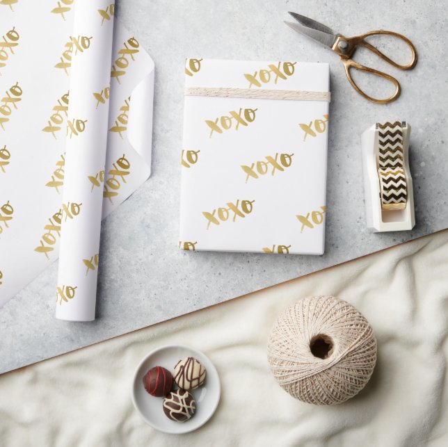 XOXO MODERN MINIMAL gebürstete Imitate, goldfarben Geschenkpapier (Kunsthandwerk)