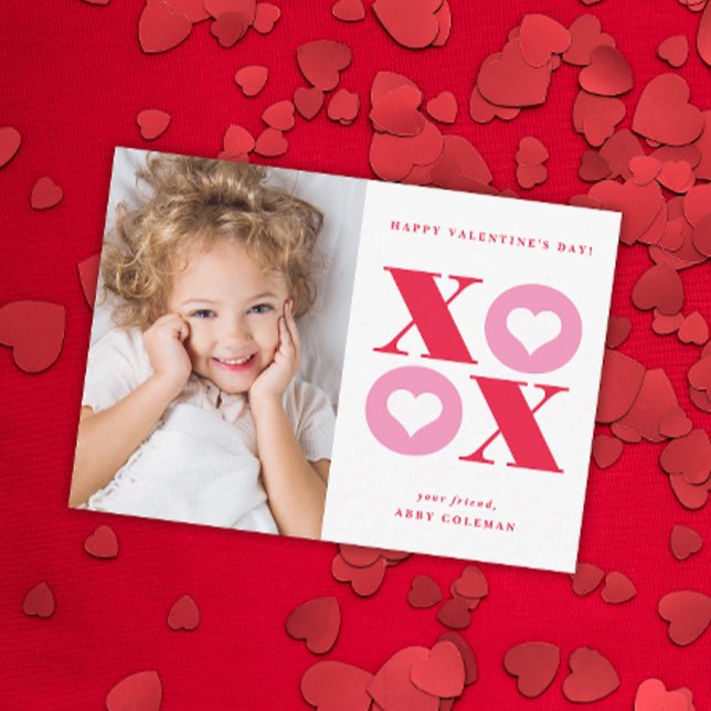 XOXO moderne photo classe valentines carte de jour (Créateur téléchargé)