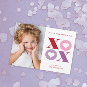 XOXO moderne Portrait-Foto-Valentinstag-Karte Mitteilungskarte