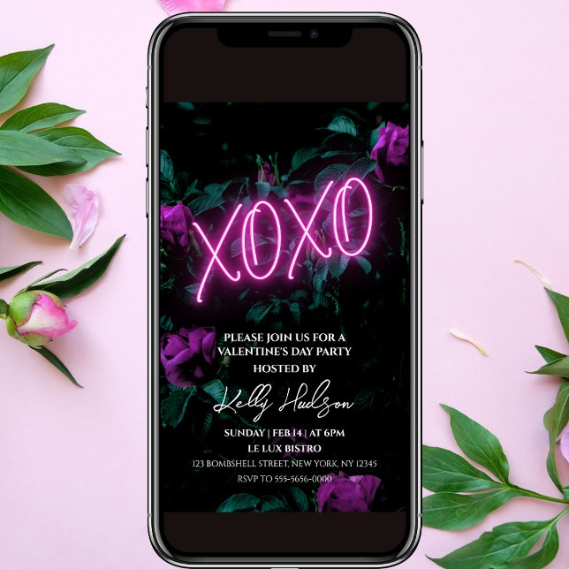XOXO Neon Valentinstag Party Einladung (Von Creator hochgeladen)