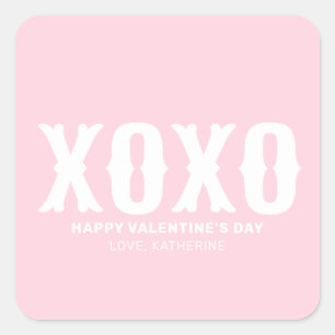 XOXO niedlicher Typografie-Valentinstag Quadratischer Aufkleber