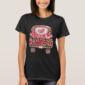 XOXO Niedliches rosa Herz Leopard LKW Happy Valent T-Shirt