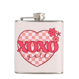 XOXO   Niedliches und liebenswertes rosa Herz Flachmann