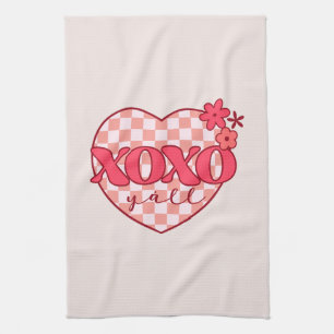 XOXO   Niedliches und liebenswertes rosa Herz Geschirrtuch