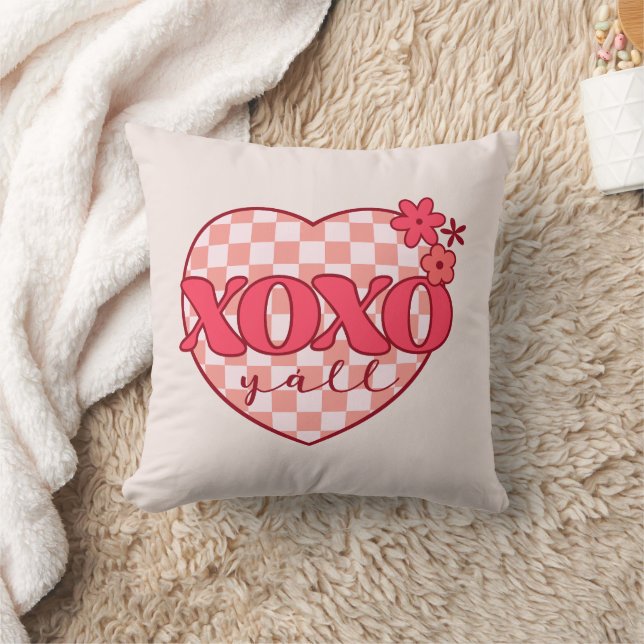 XOXO | Niedliches und liebenswertes rosa Herz Kissen (Decke)