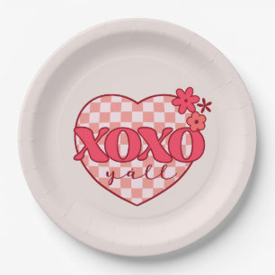 XOXO   Niedliches und liebenswertes rosa Herz Pappteller