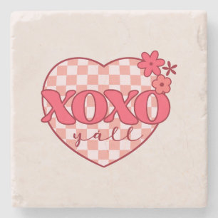 XOXO   Niedliches und liebenswertes rosa Herz Steinuntersetzer