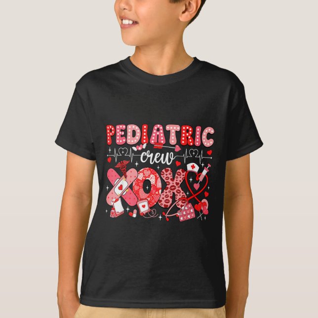 Xoxo Nurse Pediatric Crew Nurse Valentine Leopard  T-Shirt (Vorderseite)