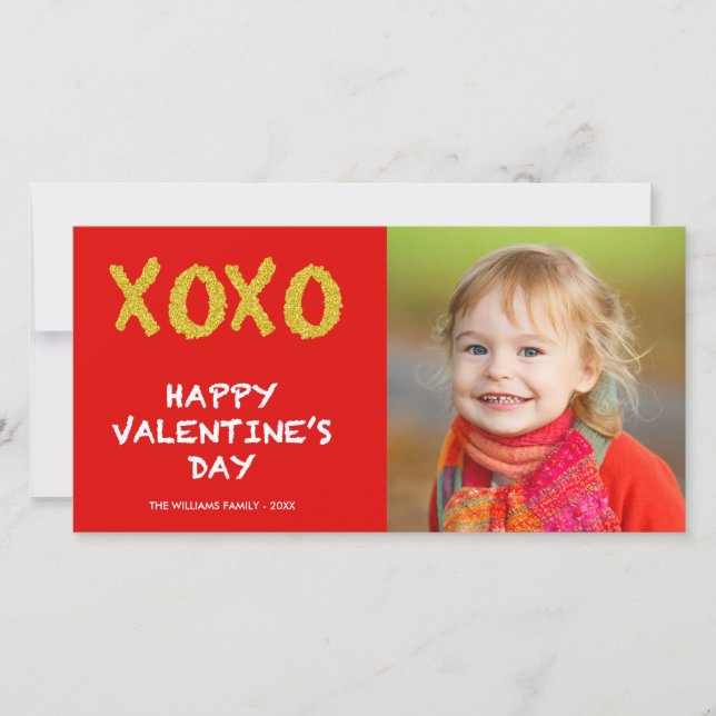XOXO Or | Carte photo de la Saint Valentin (Devant)