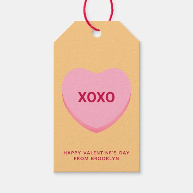 XOXO orange rosa Konversation Herz Valentine Geschenkanhänger (Vorderseite)