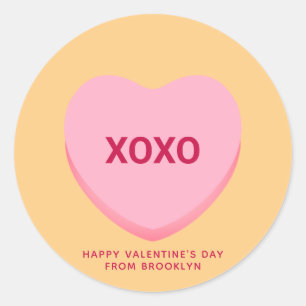 XOXO orange rosa Konversation Herz Valentine Runder Aufkleber