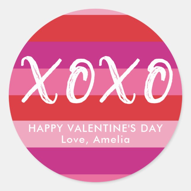 XOXO Personalisiert Valentinstag Aufkleber (Vorderseite)
