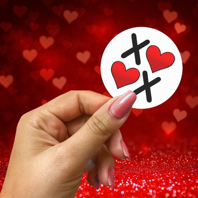 XOXO Phrase Buchstaben mit roten Herzen Runder Aufkleber (XOXO Phrase Lettering with red hearts Classic Round Sticker)